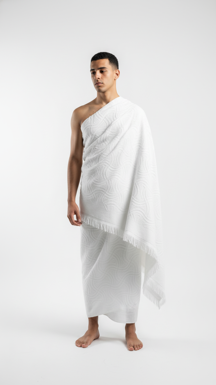 إحرام بدون كباسين – قطن 100% فاخر بنقشة هادئة