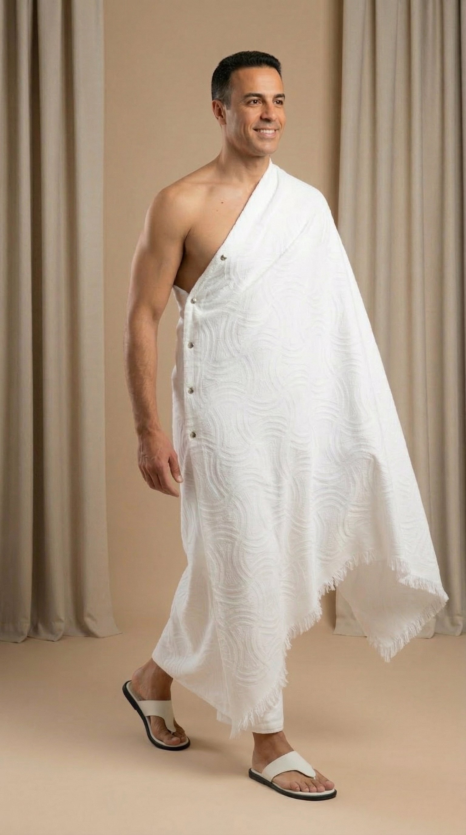 إحرام  بكباسين وسكوتش – قطن 100% فاخر بنقشة هادئة